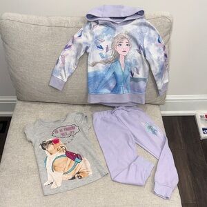 Disney Frozen Hoodie and jogger Pants Set with Dog T-Shirt